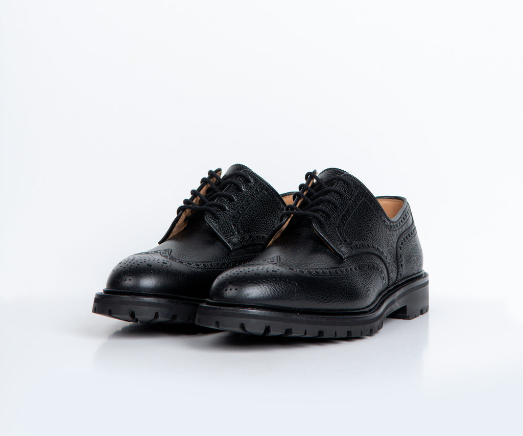 Crockett & Jones 'Pembroke' Leather Brogue Vibram Cleated Sole Black