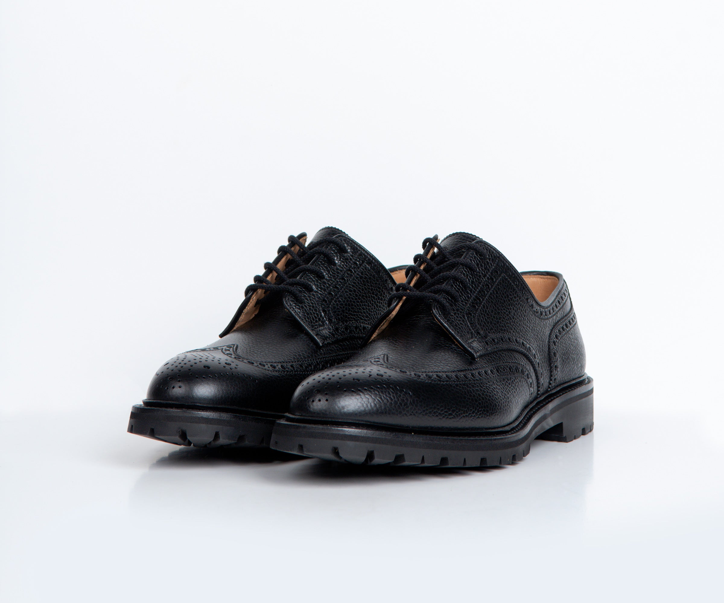 Crockett & Jones 'Pembroke' Leather Brogue Vibram Cleated Sole Black