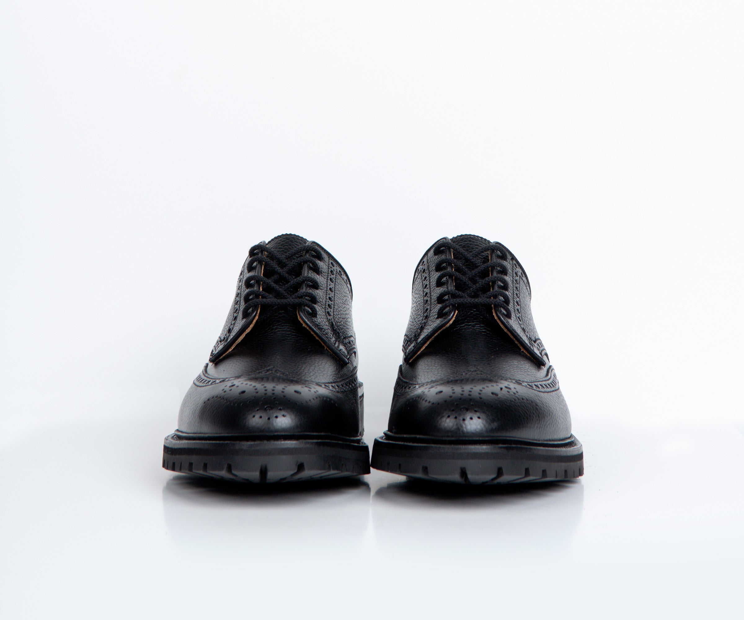 Crockett & Jones 'Pembroke' Leather Brogue Vibram Cleated Sole Black