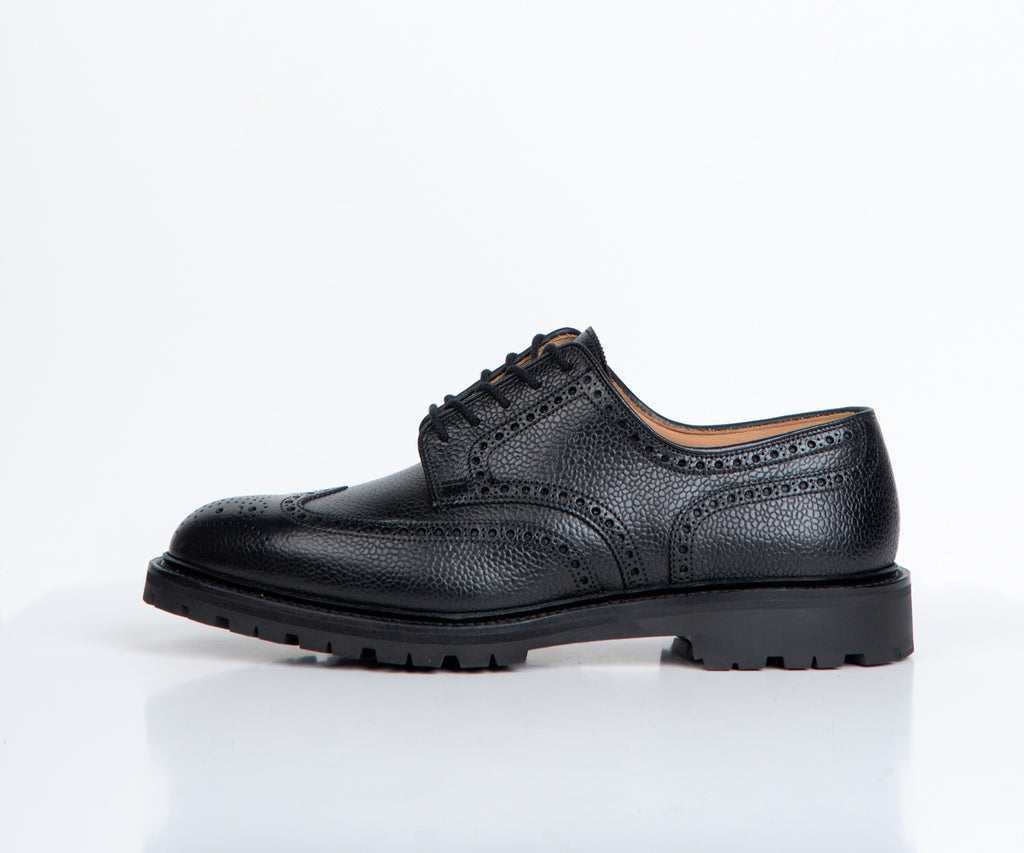 Crockett & Jones 'Pembroke' Leather Brogue Vibram Cleated Sole Black