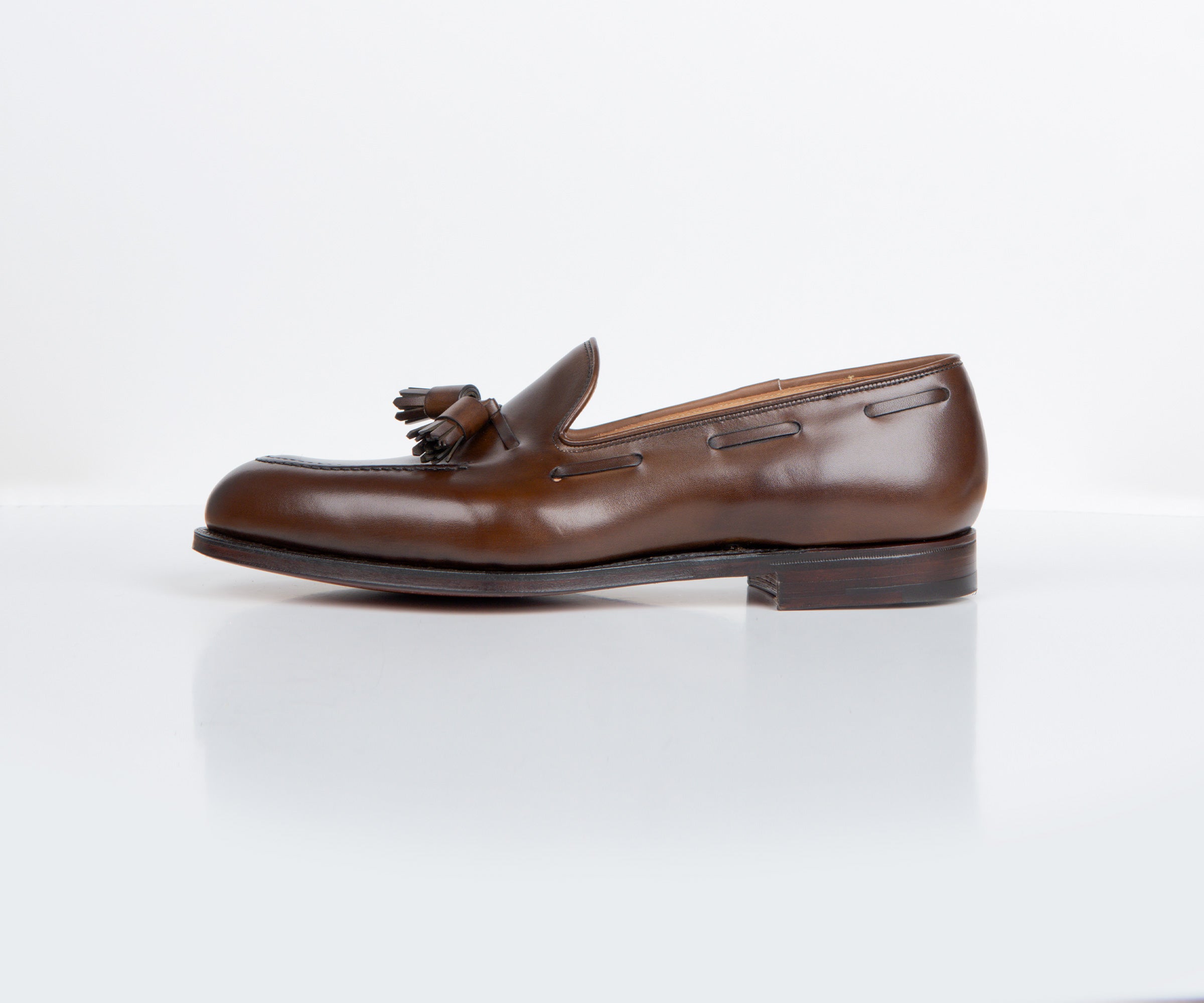 Crockett & Jones Cavendish Burnished Calf Leather Loafers Dark Brown