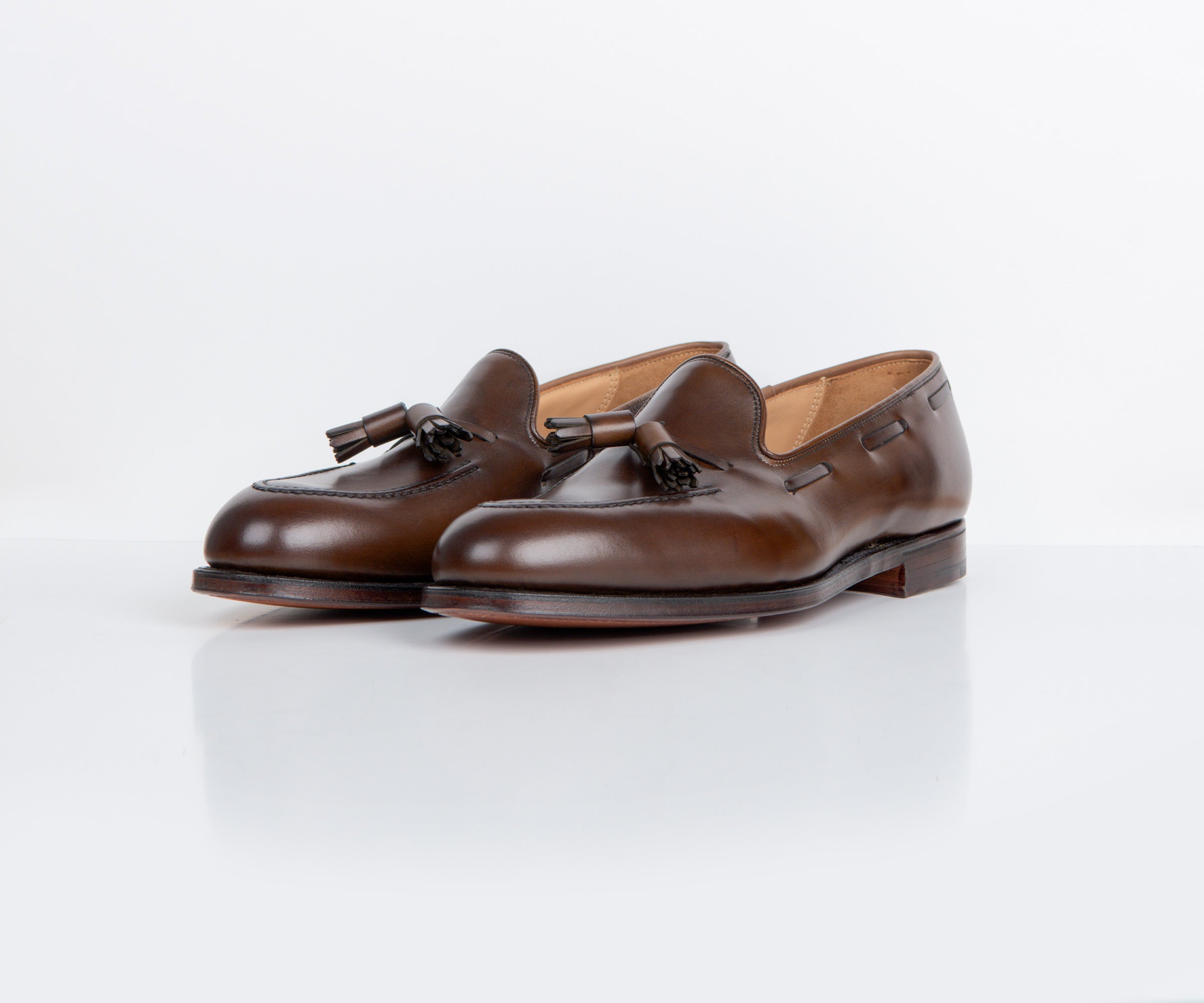Crockett & Jones Cavendish Burnished Calf Leather Loafers Dark Brown