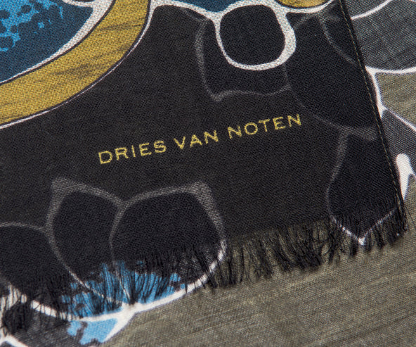 Dries Van Noten Furl Floral Print Scarf Khaki
