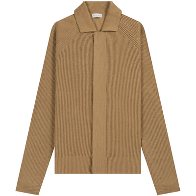 Dries Van Noten Titan Merino Wool Cardigan Camel