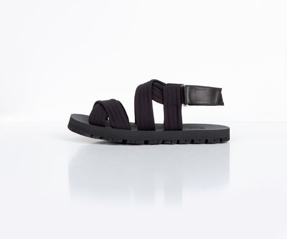 Dries Van Noten Leather-Trimmed Webbing Sandals Black