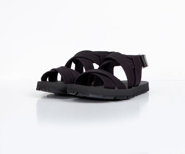 Dries Van Noten Leather-Trimmed Webbing Sandals Black