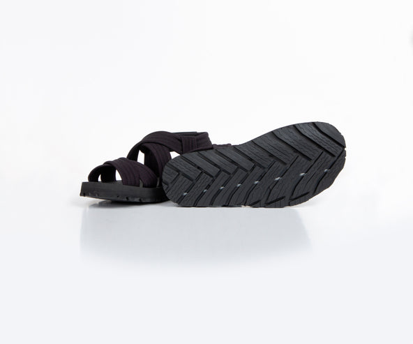 Dries Van Noten Leather-Trimmed Webbing Sandals Black