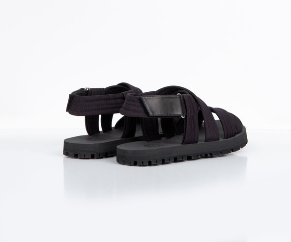 Dries Van Noten Leather-Trimmed Webbing Sandals Black