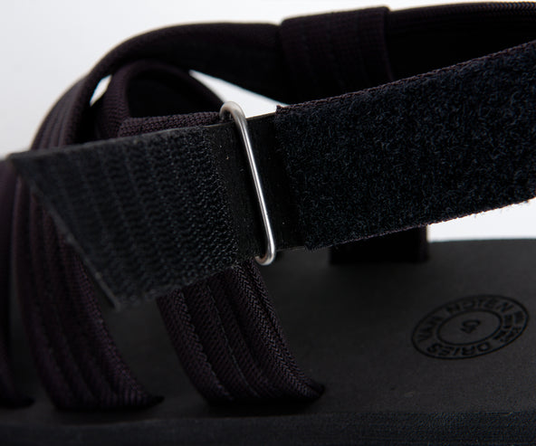 Dries Van Noten Leather-Trimmed Webbing Sandals Black