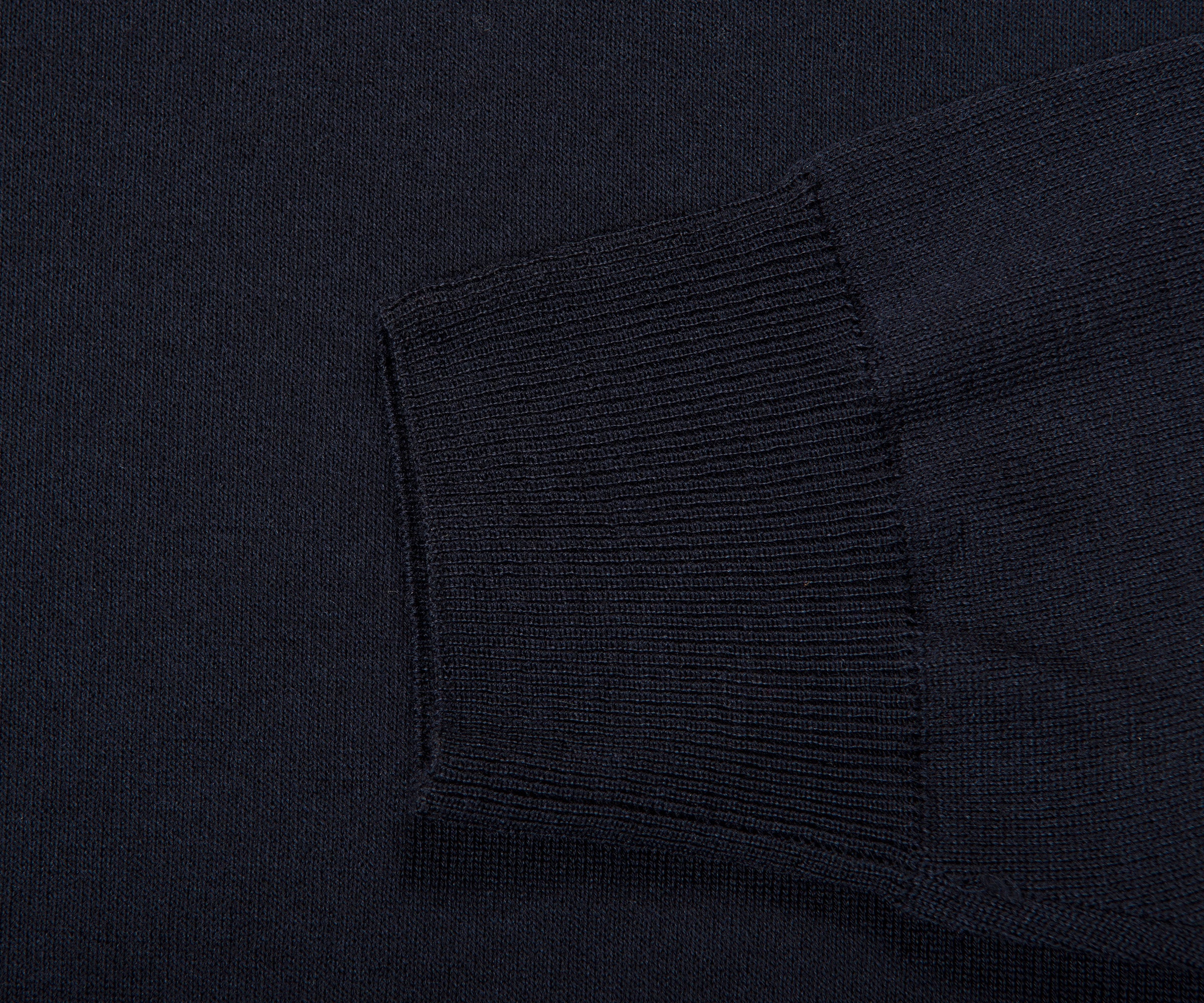 Canali Merino Wool Knitted Long Sleeve Polo Navy