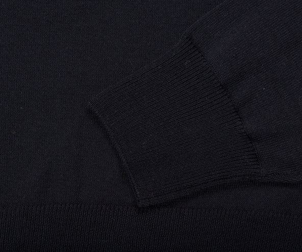 Canali Merino Wool Mock Turtleneck 1/4 Zip Knit Navy