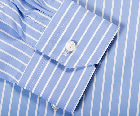 Eton Striped Woven Poplin Shirt Light Blue