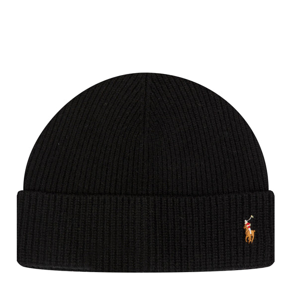 Polo Ralph Lauren Signature Logo Wool Beanie Black