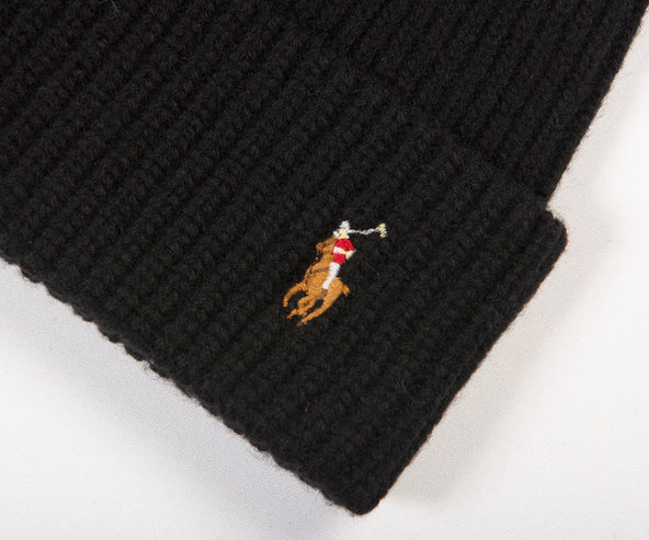 Polo Ralph Lauren Signature Logo Wool Beanie Black