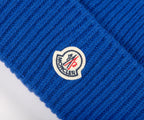 Moncler Cashmere Blend Classic Logo Beanie Blue
