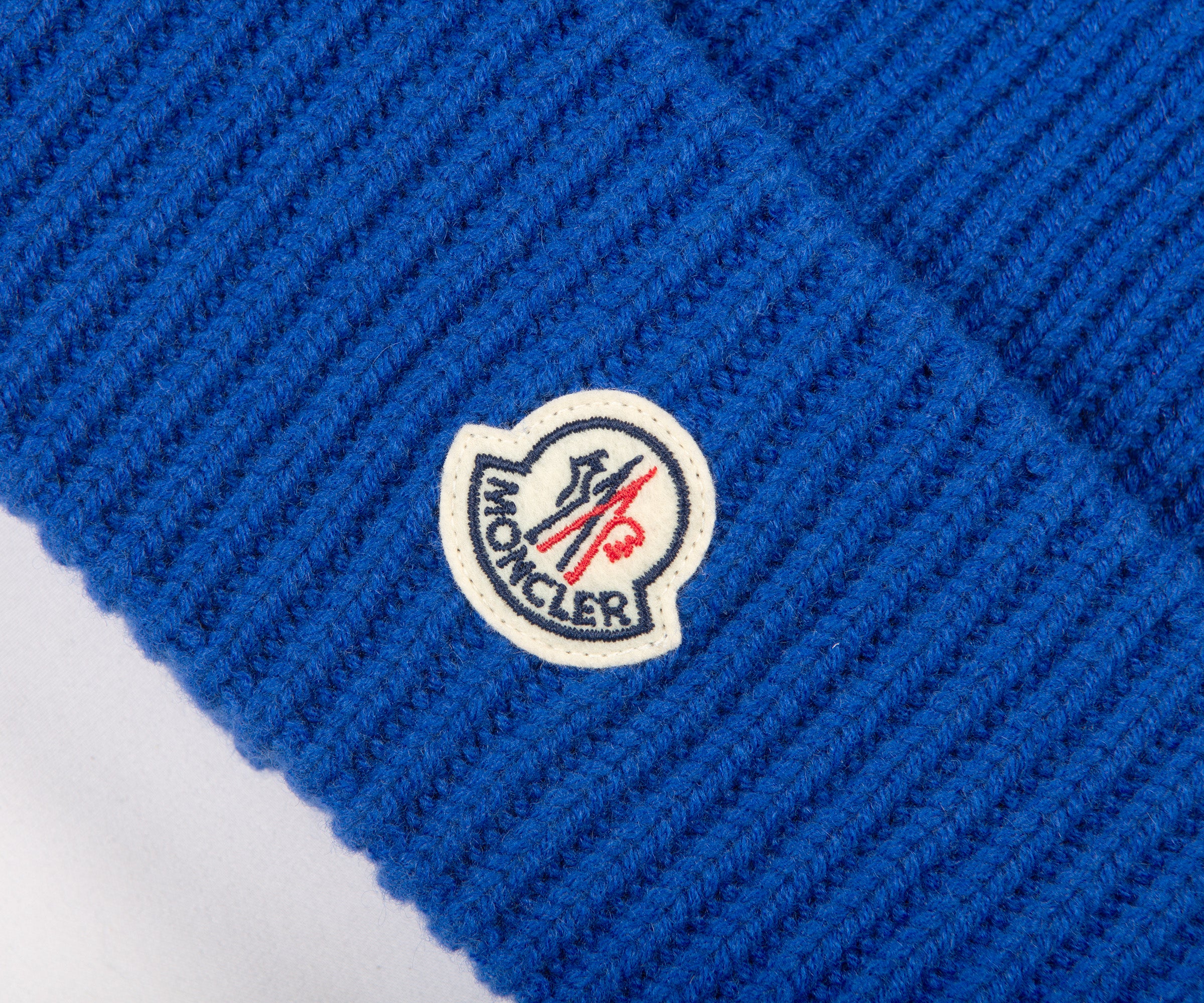 Moncler Cashmere Blend Classic Logo Beanie Blue