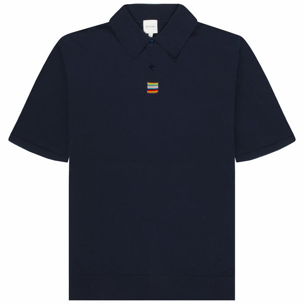 Paul Smith Knitted Colour Block SS Polo Navy