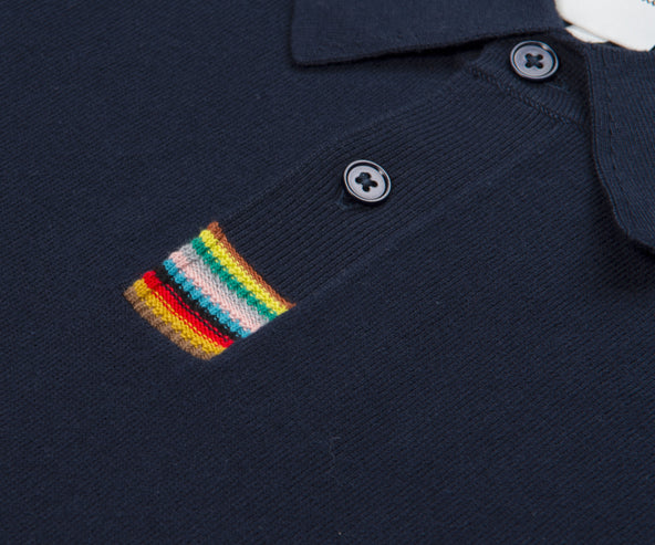Paul Smith Knitted Colour Block SS Polo Navy