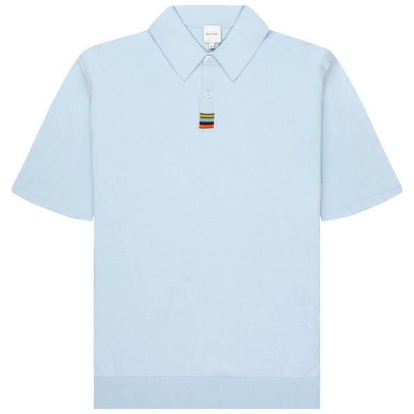 Paul Smith Knitted Colour Block SS Polo Light Blue