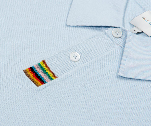 Paul Smith Knitted Colour Block SS Polo Light Blue