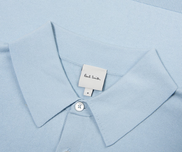 Paul Smith Knitted Colour Block SS Polo Light Blue