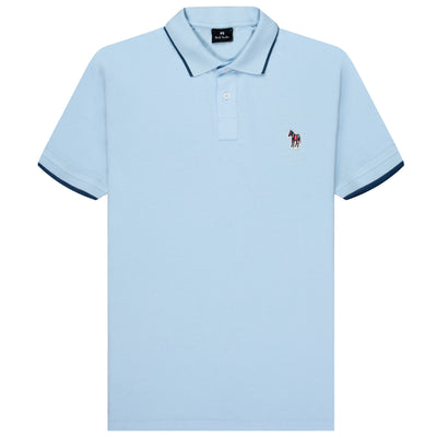 Paul Smith PS Detailed Collar Zebra Badge SS Polo Light Blue