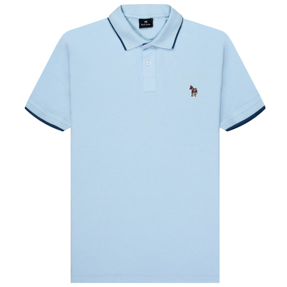 Paul Smith PS Detailed Collar Zebra Badge SS Polo Light Blue