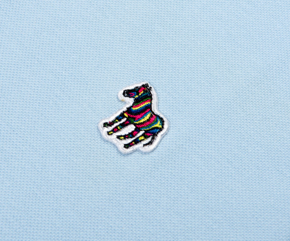 Paul Smith PS Detailed Collar Zebra Badge SS Polo Light Blue
