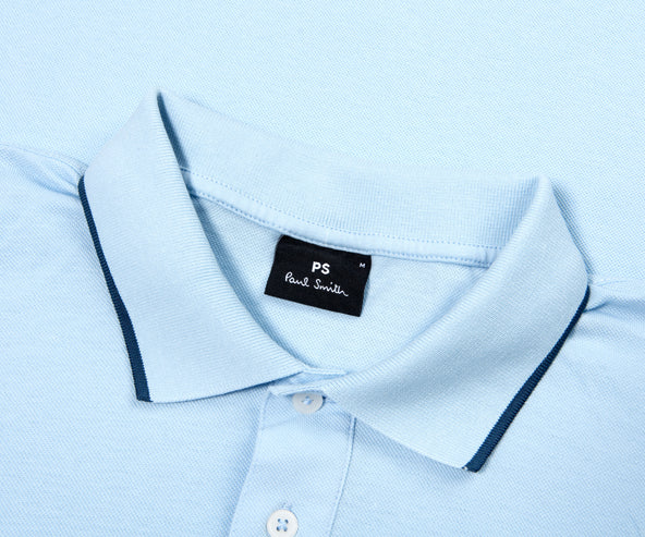 Paul Smith PS Detailed Collar Zebra Badge SS Polo Light Blue