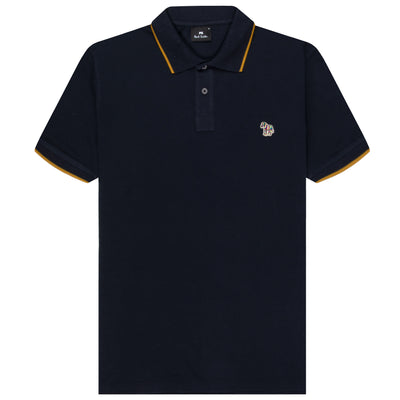 Paul Smith PS Detailed Collar Zebra Badge SS Polo Navy
