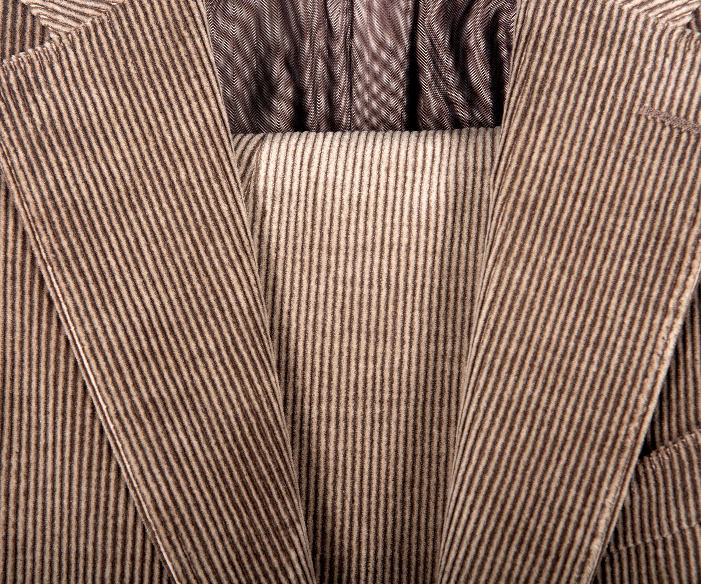 Canali Single Breasted Corduroy Suit Beige
