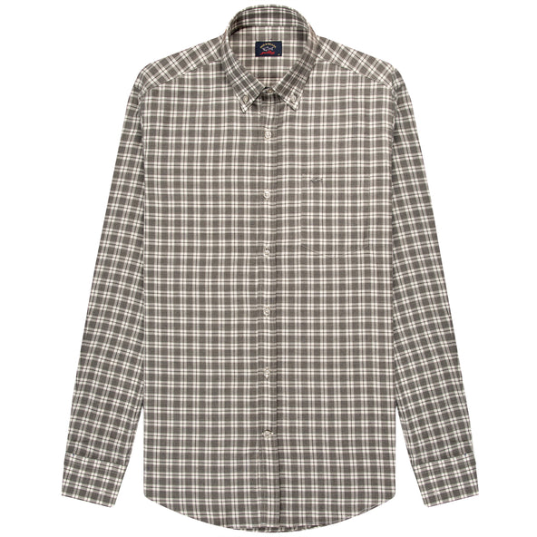 Paul & Shark  J Fit Check Button Down Shirt Grey/White