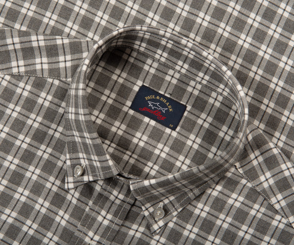Paul & Shark  J Fit Check Button Down Shirt Grey/White