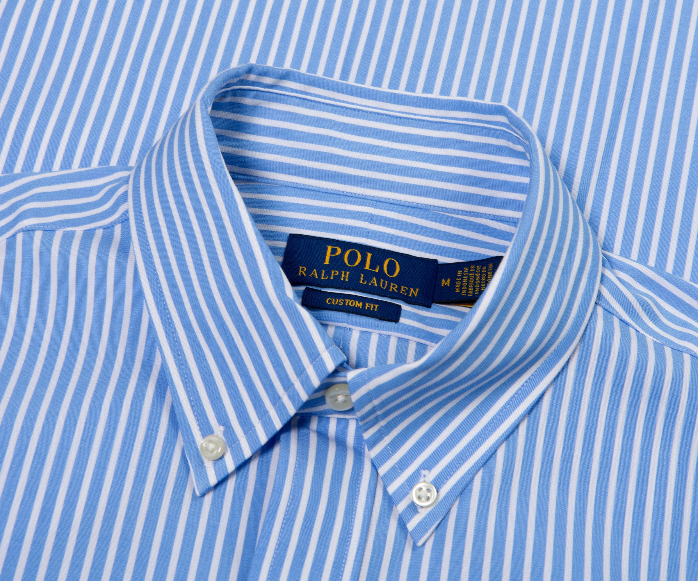 Ralph Lauren Custom Fit Stripe Stretch poplin Shirt Blue/White