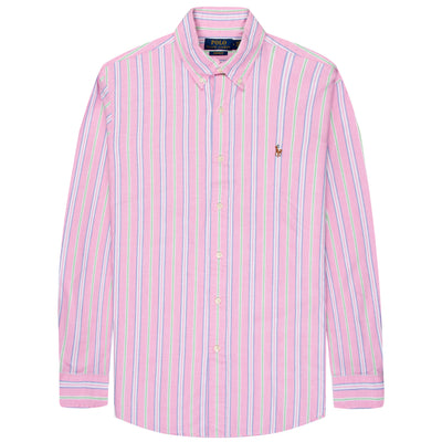 Polo Ralph Lauren Custom Fit Striped Oxford Shirt Pink/White