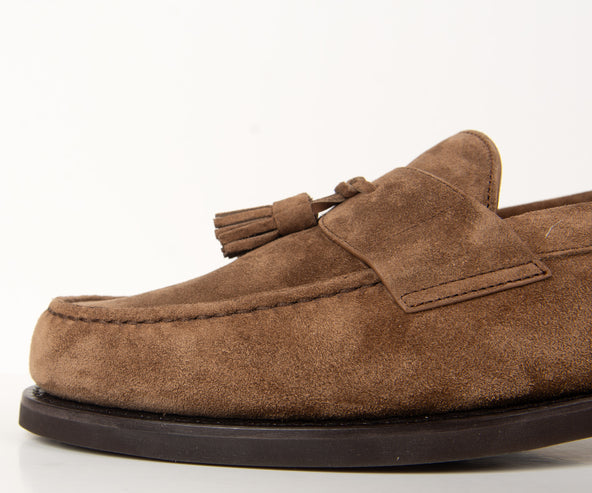 BRUNELLO CUCINELLI Suede Tassel Loafers Brown