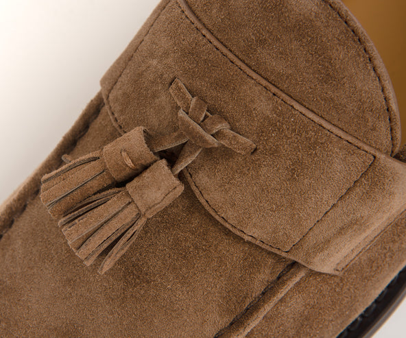 BRUNELLO CUCINELLI Suede Tassel Loafers Brown