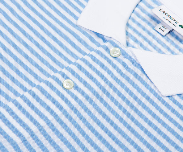 Lacoste Striped Pique Polo Blue/White