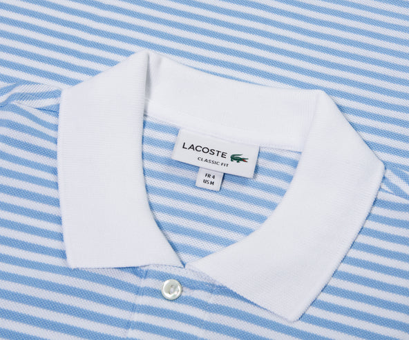 Lacoste Striped Pique Polo Blue/White