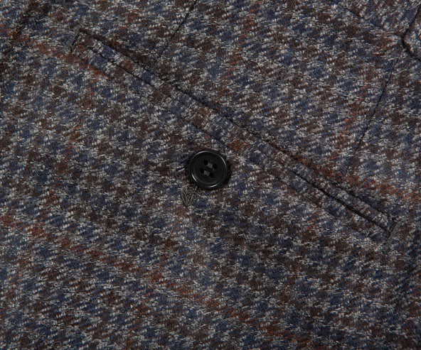 Canali Side Detail Check Trousers Blue/Multi