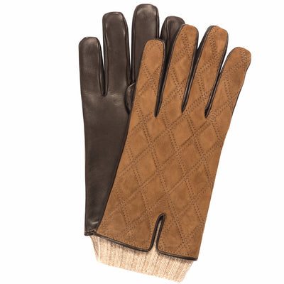 Mazzoleni Diamond Suede Funnel Gloves Tan