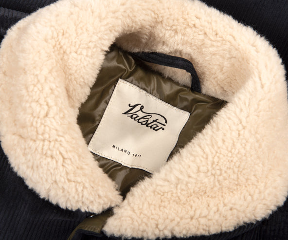 Valstar Corduroy Shearling Collar Gilet Navy