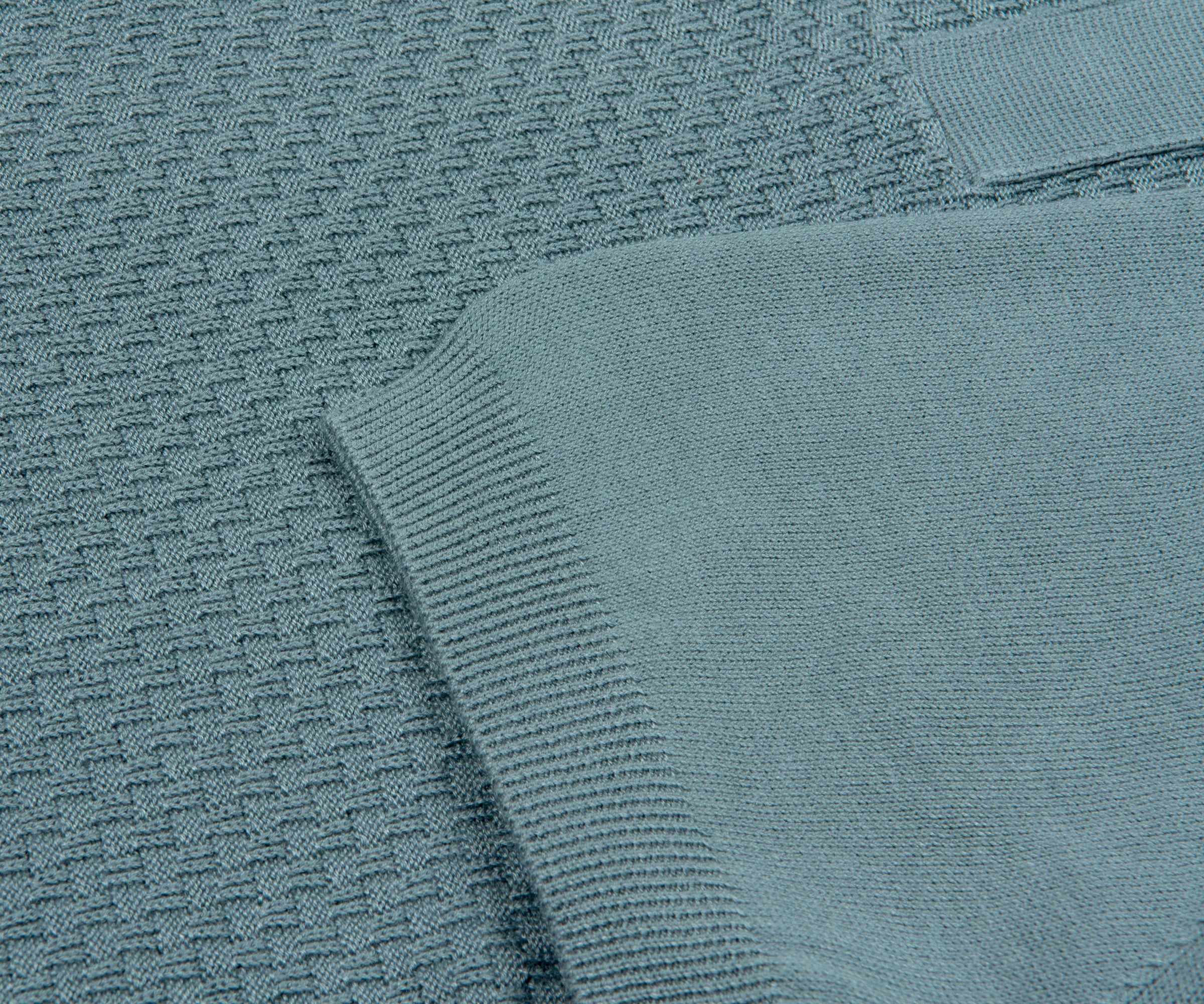 Canali Textured Knitted Polo Sky Blue