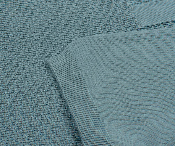 Canali Textured Knitted Polo Sky Blue