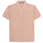 Canali Textured Knitted Polo Sky Pink
