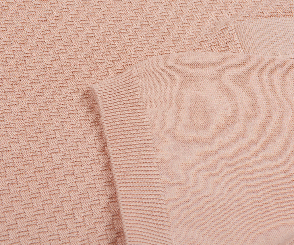 Canali Textured Knitted Polo Sky Pink