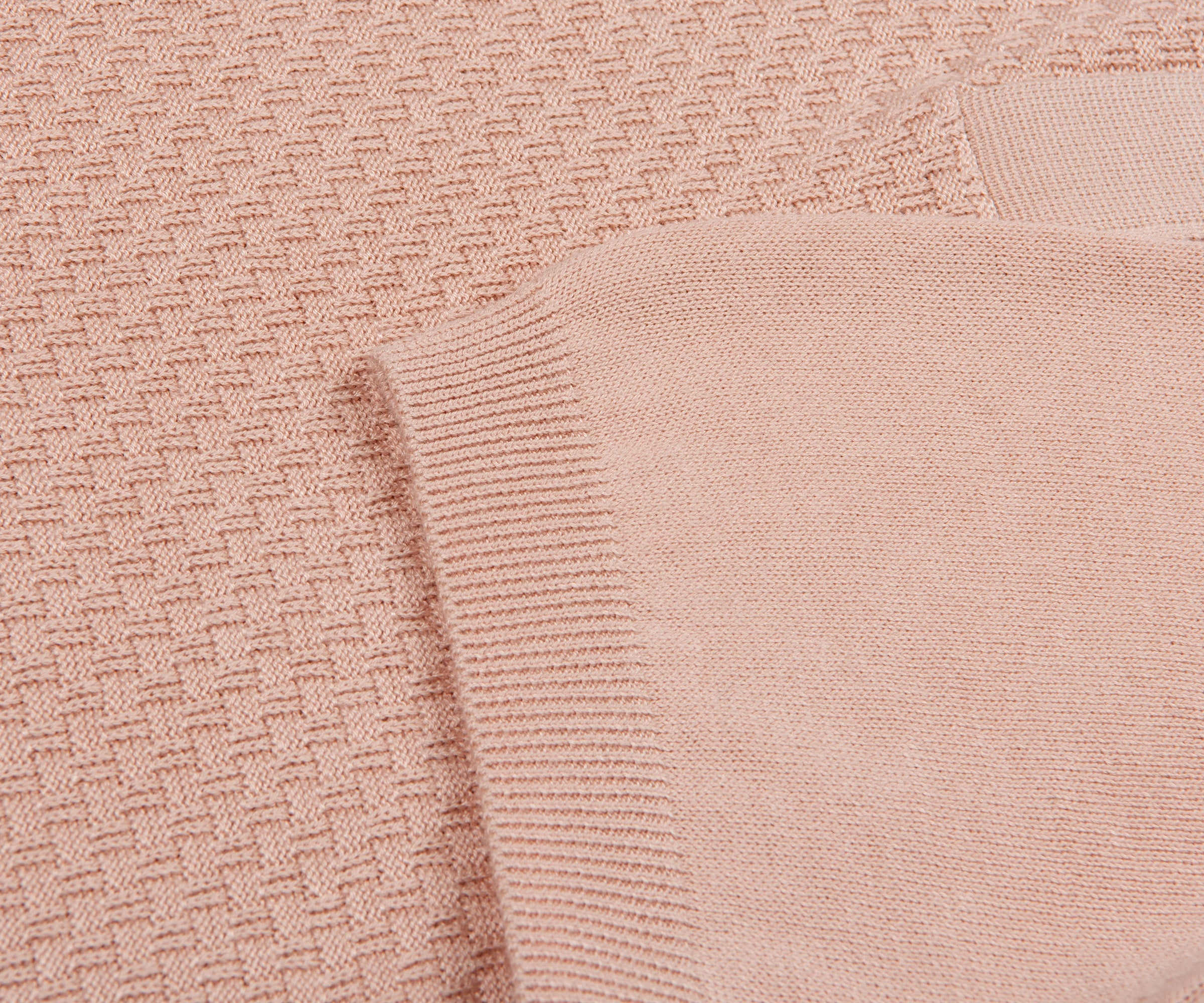 Canali Textured Knitted Polo Sky Pink