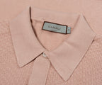 Canali Textured Knitted Polo Sky Pink