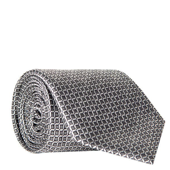 Canali Diagonal Square Silk Tie Charcoal