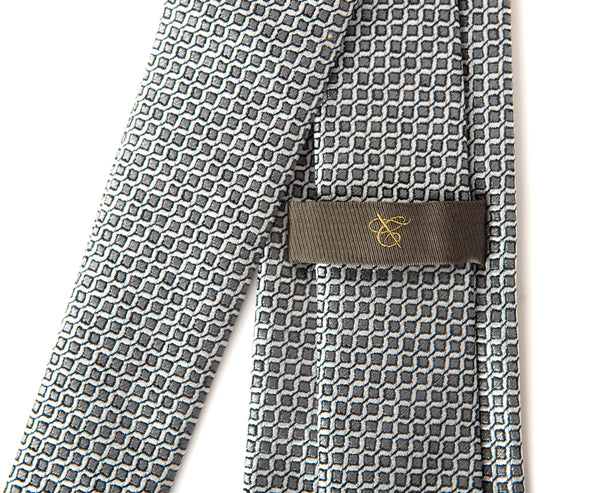 Canali Diagonal Square Silk Tie Charcoal